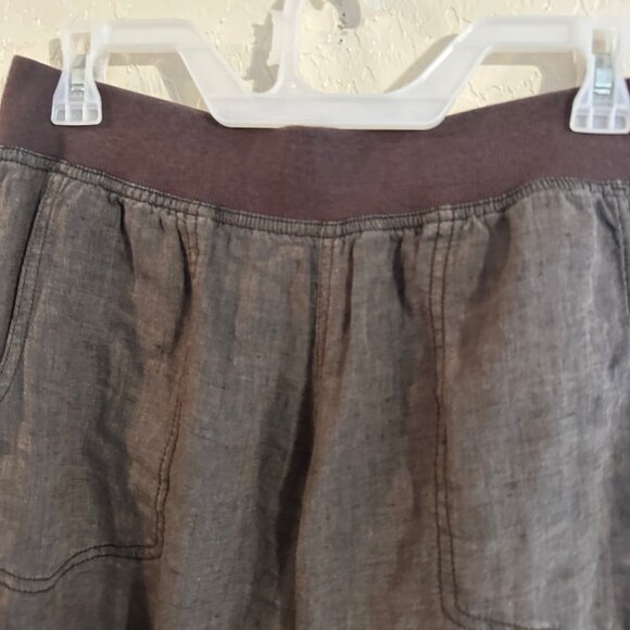 Toad & Co. 100% Linen “Lina” Brown Hippie Style Drawstring Heathered Cinch Pants - Picture 8 of 12
